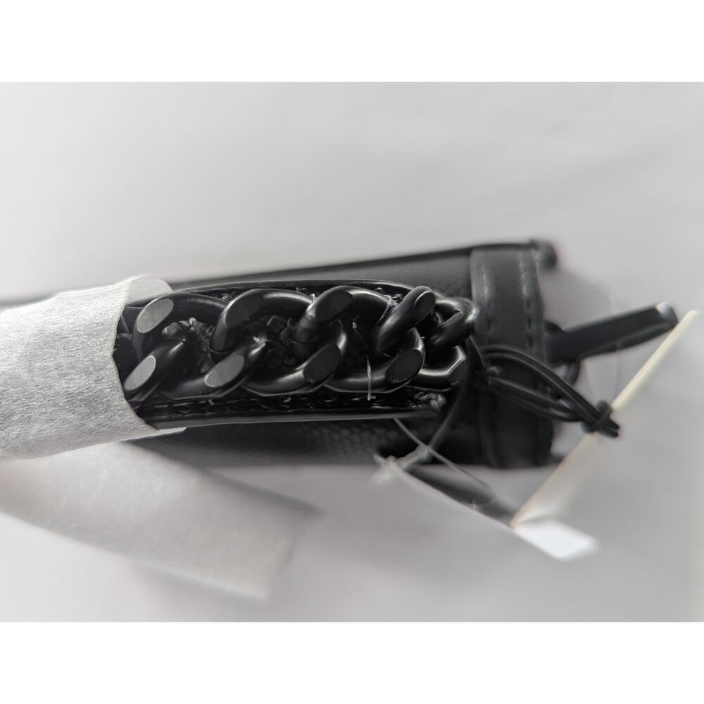 Nicole Miller Black Faux Leather Bag Purse With Chain Accent - Picture 8 of 12